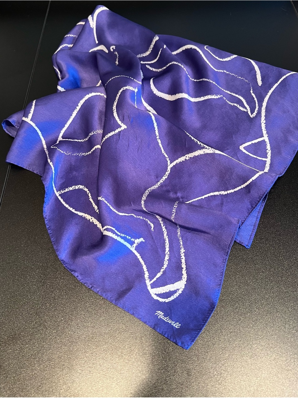Madewell Large Blue Silk Scarf